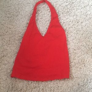 A red halter top